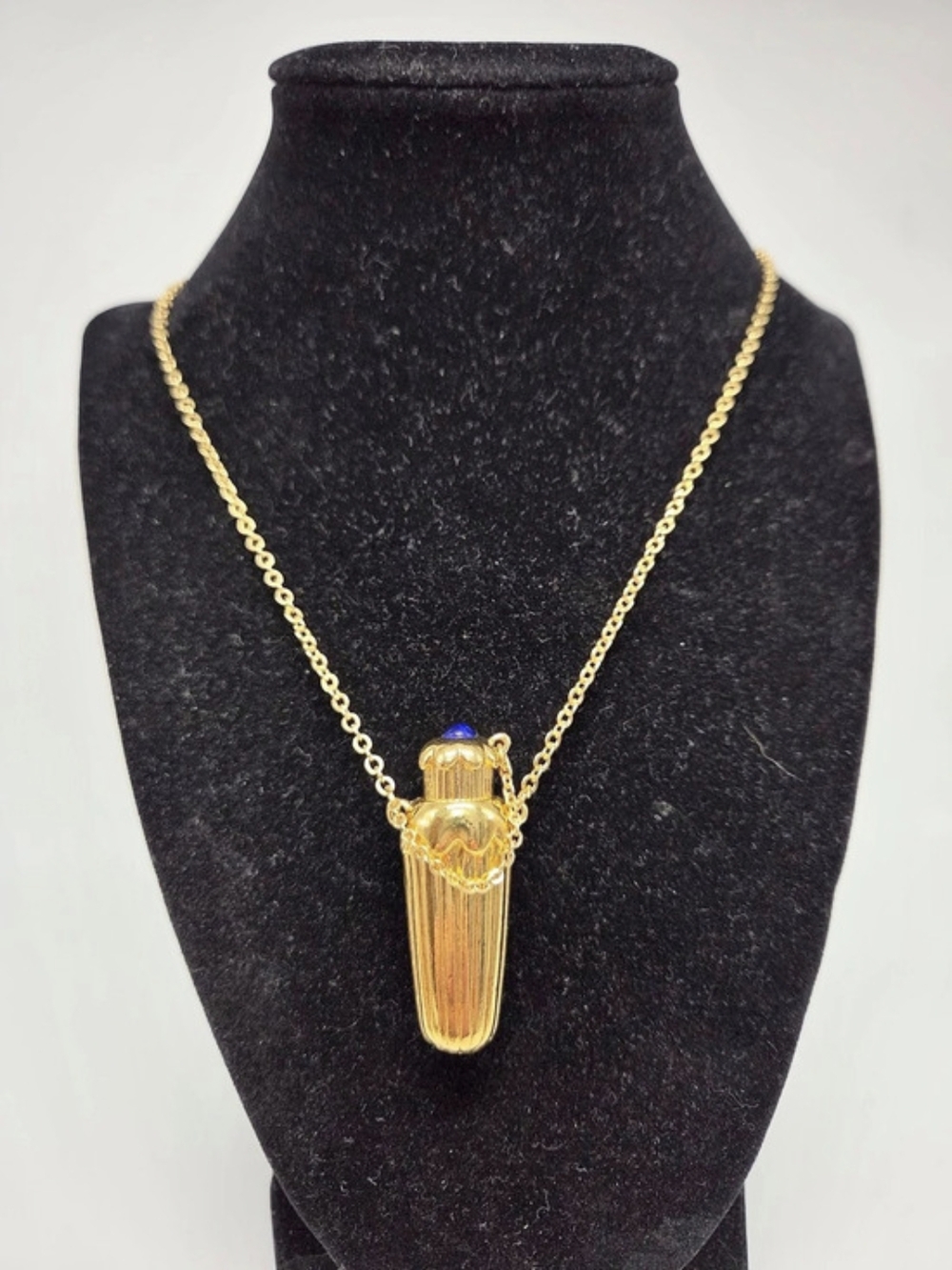 Avon 1990s Falcon Forever Gold-Tone Perfume Pendant Necklace